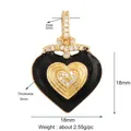 Herzanhänger aus schwarzem Emaille und Gold mit Mikro-Pavé-Kristallen verziert - L196061-Schwarz Zirkon Herz