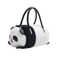 Borsa a mano panda in peluche a cilindro con doppi manici e simpatico viso ricamato - Nero/Panda