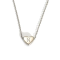 Minimalist silver heart necklace with letter N engraved pendant for women - Letter N Heart Style (S143S-001-N)