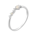 Detailopname van s925 zilveren ring met natuurlijke opaal en fonkelende zirkoon - US 5 / Zilver
