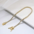 Classic S925 silver tennis bracelet with gold finish and sparkling white zircon stones - 16.5cm / Gold