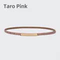 Elegant thin genuine leather waist belt for women's dresses in taro powder pink - 105cm / Taro Pink