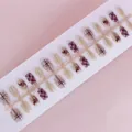 Cat eye press-on nails set with purple plaid and butterfly designs, 30 pieces pack - Purple Bow Plaid Style (MY031-T)