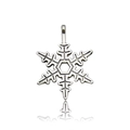 Polished silver snowflake charm pendant with top ring for DIY jewelry making - Snowflake Type L