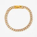 Bracelet vintage en acier inoxydable avec oxydes de zirconium ovales blancs - Bracelet de Tennis en Zircone Blanche Ovale Cercle Complet (SBK084)
