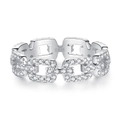 Anello a catena in argento sterling S925 con pavé di pietre di zirconia lucide - US 5 / Stile Catena con Pavé di Zirconi Completo (CBJZ149)