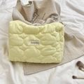 Trousse à maquillage matelassée jaune clair en forme de nuage avec fermeture éclair - Jaune