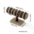 Brown T-bar jewelry display stand with gold base, dimensions 18.5x12.5cm for bracelets - I-Shaped Stand (Coffee)