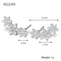 S925 sterling silver floral stud earrings with cubic zirconia stones model KE22399 - 925 Silver / Silver White