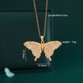 18K vergoldete Schmetterling-Halskette mit weißen Zirkonia und verstellbarer Kette - Gold