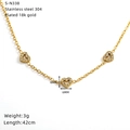 Detail of 18k gold plated 304 stainless steel heart necklace with white crystals - Heart Style (S-N338)