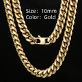 Cadena de eslabones cubanos de 10mm en acero inoxidable dorado con acabado brillante - 60cm*10mm / Dorado