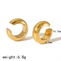 Minimalist thick C-shaped gold stainless steel ear cuffs with 14.7mm outer diameter - Bright Gold-Large(TE6522-G)