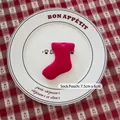 Rose red velvet Christmas stocking ornament for DIY crafts, sized 7.5cm by 6cm - Stocking-03 (Rose Red)