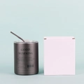 Matte dark grey 304 stainless steel coffee tumbler with straw and white packaging box - 350ml / Gray