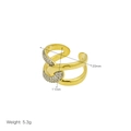 Makro-Detail des X-förmigen Rings in Gold und Silber mit Maßen 20mm Durchmesser - Einstellbar Offen / Gold Doppelring Zirkonia