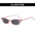 Fashion cat eye sunglasses in light pink translucent frame with silver rhinestones - Transparent Pink