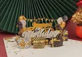 3D Pop-up Geburtstagskarte mit schwarz-goldener Geschenkbox Ballons und Schriftzug - Alles Gute zum Geburtstag (Schwarzgold mit Musik) / Schwarz/Gold