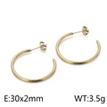 Pendientes de aro en C de acero inoxidable dorado trenzado de 30mm para mujer - 30x2mm / Dorado