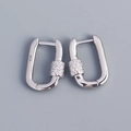 Orecchini in argento S925 a forma di U con pavé di zirconi e chiusura a scatto lucida - Color Argento Platino (Coppia)