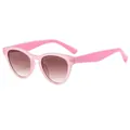 Rosafarbene Cat-Eye-Sonnenbrille mit transparentem Rahmen und braunen Verlaufsgläsern - Rosa Rahmen Mit Teebraunem Verlaufsglas