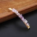 Gold hair clip with natural purple crystal stones in a minimalist barrette style - Light Purple Crystal Gold