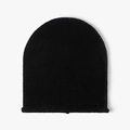 Classic black thickened knitted beanie hat for winter warmth with ribbed texture - Black
