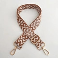 Adjustable wide replacement bag strap with brown and white wave pattern and gold hooks - A4 Brown