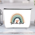 Detail of white canvas makeup bag featuring a rainbow print and You Are Loved text - You Are Loved Rainbow(jiayingljb37)