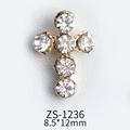 Exquisite gold alloy cross nail art charm with rhinestones in 8.5x12mm size - Large Pave Cross (ZS-1236)
