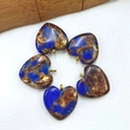 Pendentifs cœur en turquoise impériale bleue et marron avec anneaux dorés pour bijoux DIY - Lapis Cuivre Doré