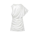 Mini robe argentée métallisée à épaule dénudée avec texture en maille scintillante - S / Argenté