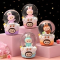 Cute cartoon rabbit crystal balls with illuminated cupcake bases in four vibrant colors - 2543# (lights + Snowflakes)