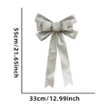 Large silver glitter Christmas bow ornament with long streamers, 55cm size for festive decor - Silver