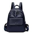 Deep blue soft PU leather backpack for women with multifunctional pockets and trendy design - 34*12*28 / Dark Blue