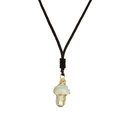 Collier pendentif champignon en opale naturelle avec fil métallique et cordon tressé - Opaline Or