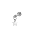 F136 titanium labret stud with a clear star-shaped zircon stone in silver finish - 10# Silver Star Zircon Drop