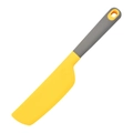 Silicone baking spatula with yellow head and grey handle for mixing and scraping cakes - Long Head Style / Yellow