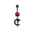 Zwarte navelpiercing met rode maan en roos zirkoon hanger sieraad decoratie - Maandroosstijl (24072504-2)