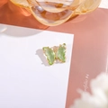Light green crystal butterfly pendant with gold plating and white sparkling crystals - Light Green
