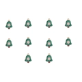 Detail of ten green bell charms with snowflake patterns for DIY jewelry making - Snowflake Green Bell Style (9#)
