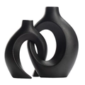 Set di due vasi in ceramica nero opaco intrecciati dal design nordico minimalista - Stile Snuggling / Nero
