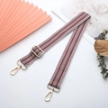 Adjustable brown and white herringbone strap with gold metal hooks for handbags - Brown/White Chevron