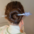 Blue butterfly U-shaped hair pin with clear finish and sparkling rhinestone details - Hairpin #164 - Blue