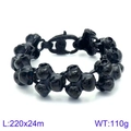 Bracciale teschio da uomo in acciaio inossidabile nero 220mm con chiusura punk rock - Stile Teschio Nero Opaco (KB125345-BDJX)