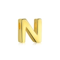 Polished golden letter N heart pendant charm crafted from S925 sterling silver material - Gold DY130018 (N)
