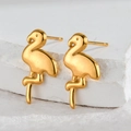 Elegantes pendientes de flamenco en acero inoxidable chapado en oro 18K sobre piedra - Flamenco (E888-ddh)