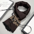 Classic dark brown wool scarf for men with beige geometric patterns and elegant tassels - Dark Brown Geometric (TK042) / 180*30cm