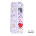 Mix of 12 grid 3D butterfly nail charms and pearls in a clear plastic storage case - Rainbow Bow-knot Pearl Boxed (ZSHZ-290)