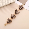 Gold heart bracelet with houndstooth fabric charms and secure magnetic closure - Heart / K753 Heart Khaki White Houndstooth